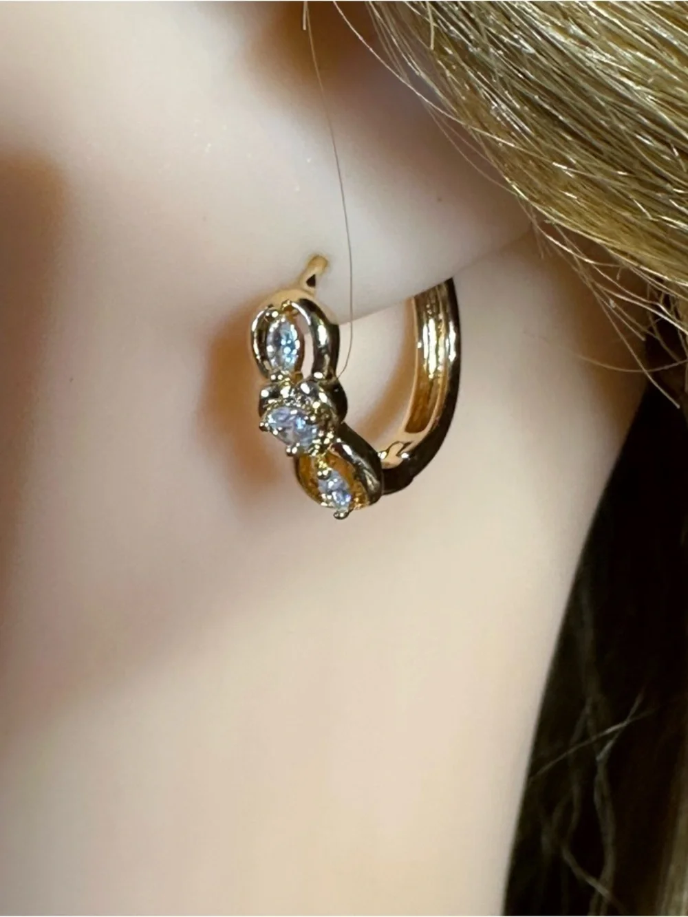 18K Gold Plated CZ Bow Hoop Earrings | Dainty Sparkle Huggies NWT